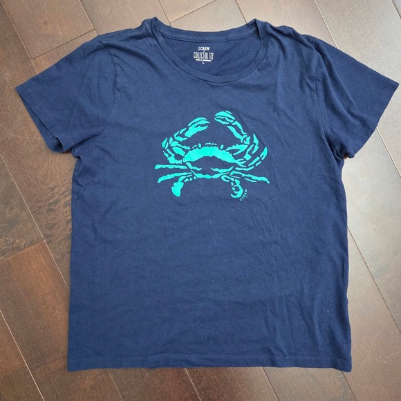 J. Crew Tops - J. Crew Collector Tee Crab Graphic Print Short Sleeve Top Size L Beach Coastal